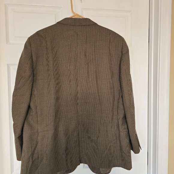 JoS A Bank Signature Pure Wool Houndstooth 2 Button Blazer Brown Tan Sz 48P S - Picture 8 of 13